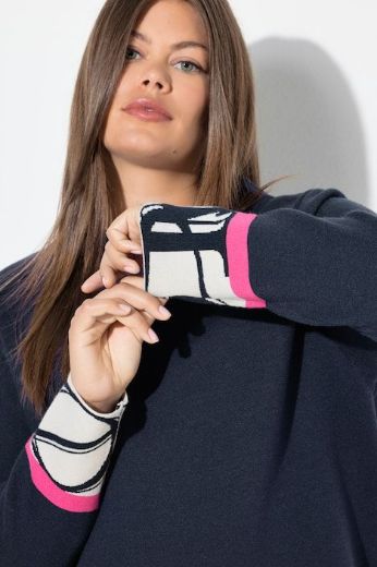 Plus size veliki brojevi Pulover s ukrasnim detaljima na rukavima za punije