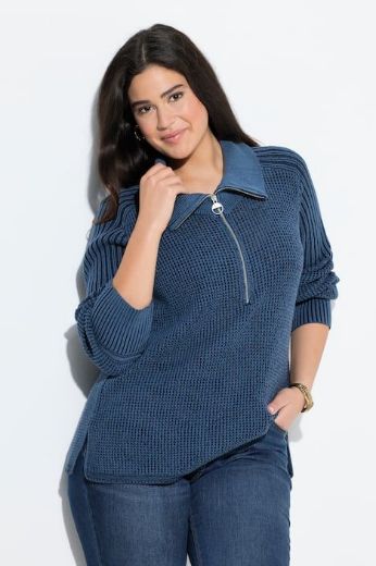 Plus size veliki brojevi Pulover dugih rukava s polu patentnim zatvaračem za punije