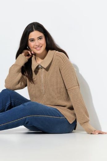 Plus size veliki brojevi Pulover dugih rukava s polu patentnim zatvaračem za punije