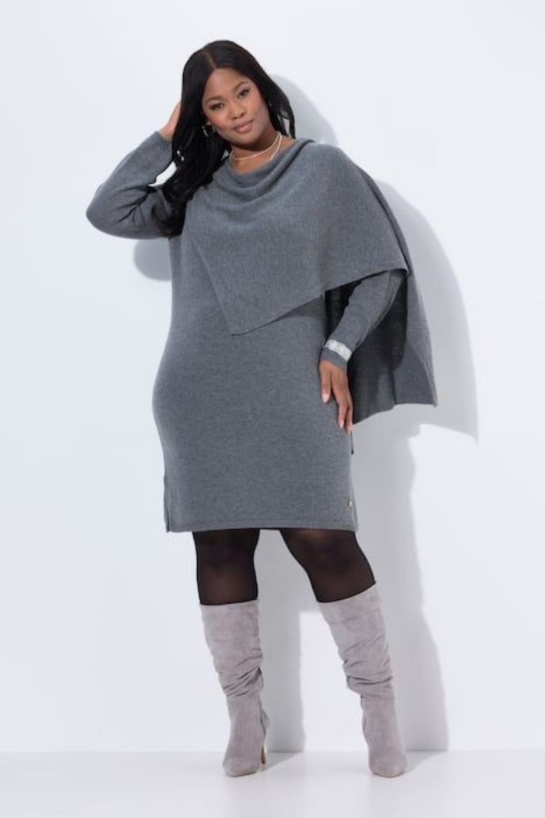 Plus size veliki brojevi Haljina pletena dugih rukava za punije