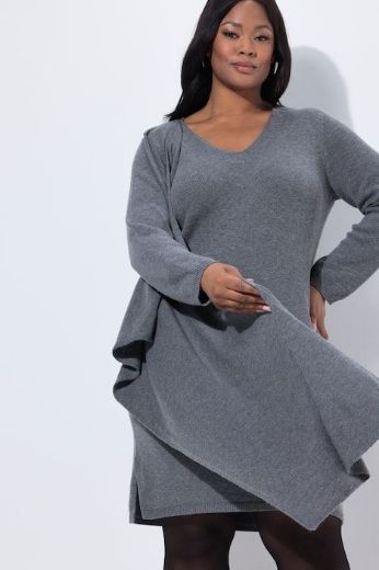 Plus size veliki brojevi Haljina pletena dugih rukava za punije