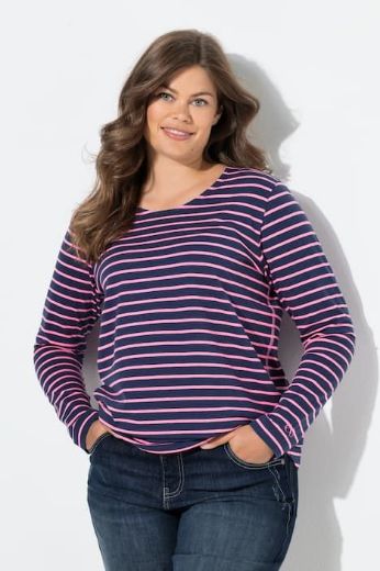Plus size veliki brojevi Majica dugih rukava na pruge za punije