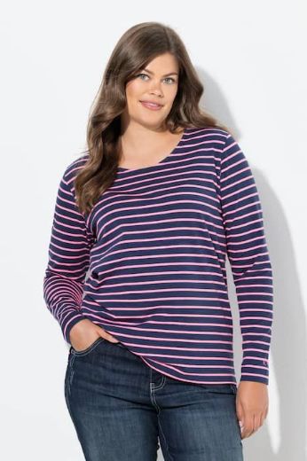 Plus size veliki brojevi Majica dugih rukava na pruge za punije