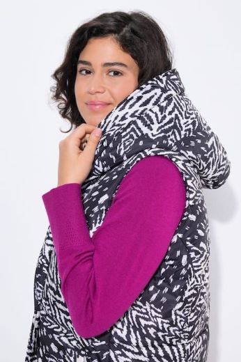 Plus size veliki brojevi Prsluk prošiveni dužeg kroja s kapuljačom za punije