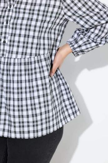 Plus size veliki brojevi Bluza dugih rukava karirana za punije