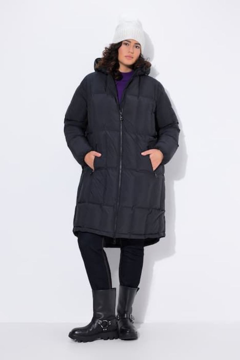 Plus size veliki brojevi Jakna prošivena s kapuljačom dužeg kroja za punije