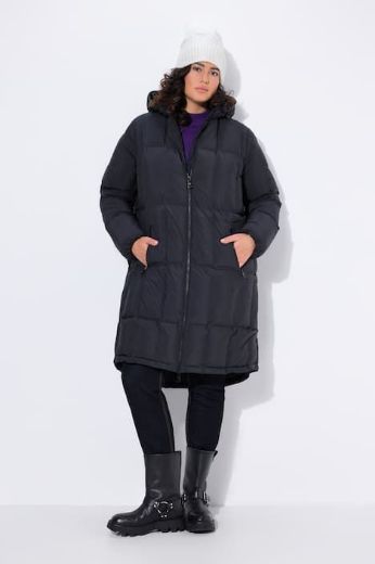 Plus size veliki brojevi Jakna prošivena s kapuljačom dužeg kroja za punije