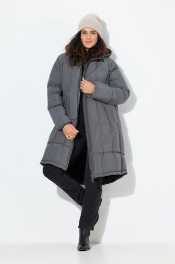 Plus size veliki brojevi Jakna prošivena s kapuljačom dužeg kroja za punije