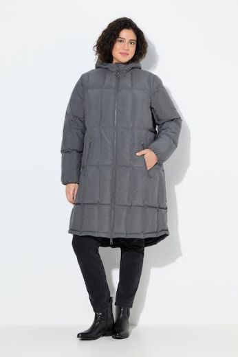 Plus size veliki brojevi Jakna prošivena s kapuljačom dužeg kroja za punije