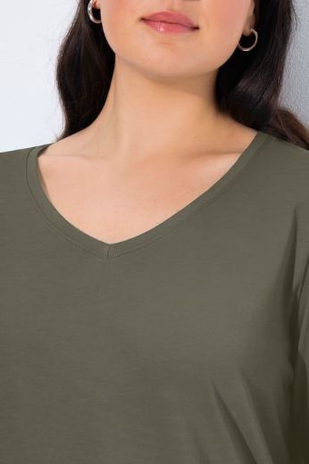 Plus size veliki brojevi Majica dugih rukava V ovratnika za punije