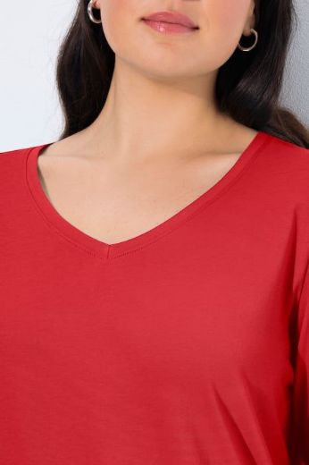 Plus size veliki brojevi Majica dugih rukava V ovratnika za punije