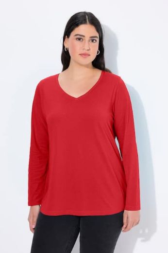 Plus size veliki brojevi Majica dugih rukava V ovratnika za punije