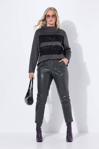 Plus size veliki brojevi Hlače imitacija kože na vezanje za punije