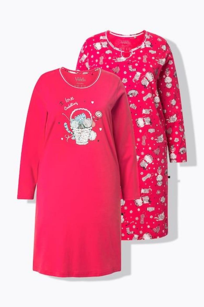 Plus size veliki brojevi Spavaćica dugih rukava 2 komada za punije