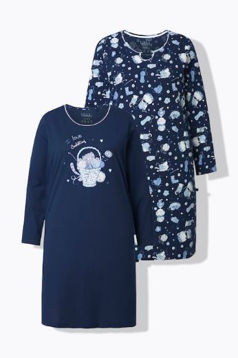 Plus size veliki brojevi Spavaćica dugih rukava 2 komada za punije