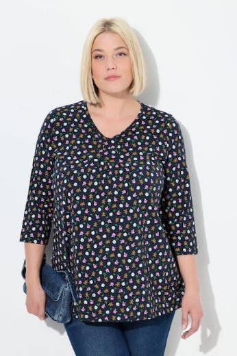 Plus size veliki brojevi Majica 3/4 rukava V ovratnika za punije