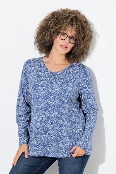 Veliki brojevi Majica dugih rukava V ovratnika moda za punije