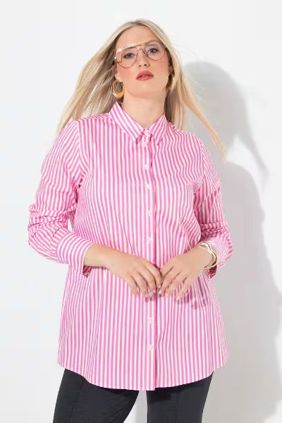 Veliki brojevi Košulja s prugama na kopčanje moda za punije