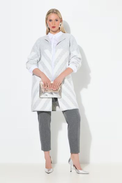 Veliki brojevi Kardigan otvorenog oblika s prugama moda za punije