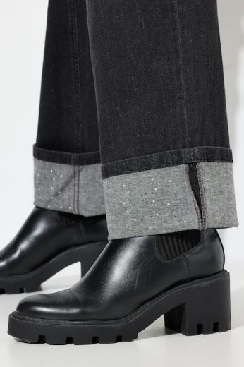 Plus size veliki brojevi Traperice širokih ravnih nogavica za punije