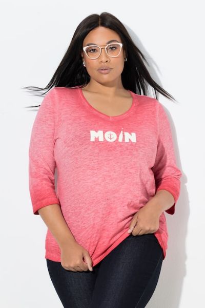 Veliki brojevi Majica 3/4 rukava V ovratnika moda za punije