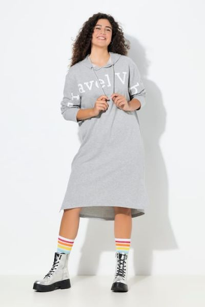 Veliki brojevi Haljina midi dugih rukava s kapuljačom moda za punije