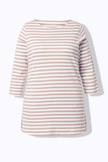 Plus size veliki brojevi Majica 3/4 rukava na pruge za punije