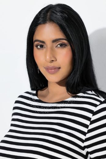 Plus size veliki brojevi Majica 3/4 rukava na pruge za punije