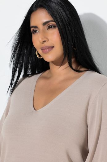 Plus size veliki brojevi Pulover dugih rukava V ovratnika za punije