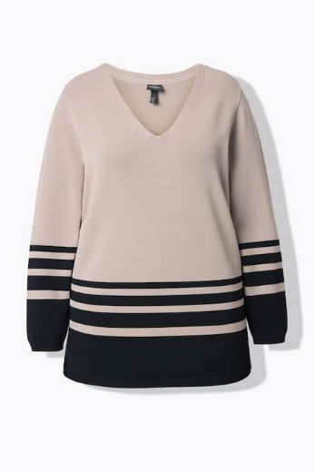 Plus size veliki brojevi Pulover dugih rukava V ovratnika za punije