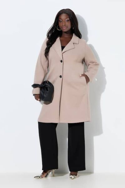 Veliki brojevi Kaput na kopčanje dužeg kroja moda za punije