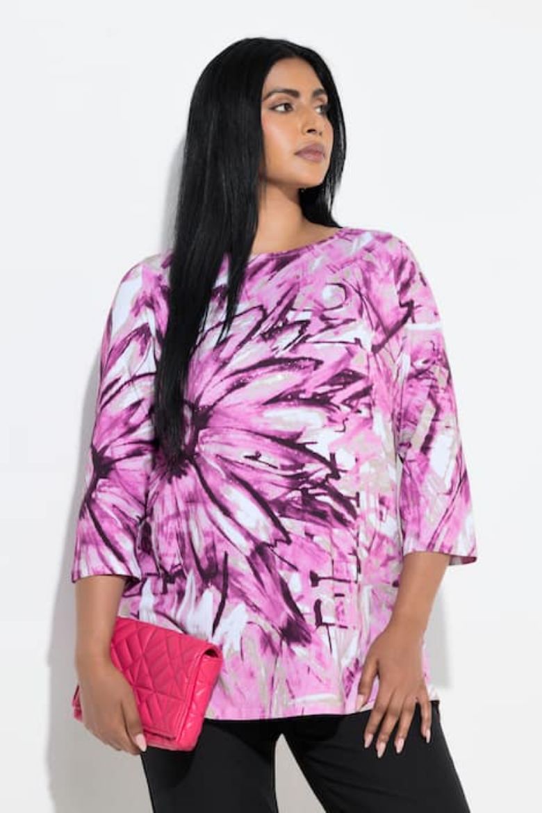 Plus size veliki brojevi Majica 3/4 rukava A kroja za punije