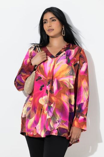 Plus size veliki brojevi Bluza dugih rukava V ovratnika za punije