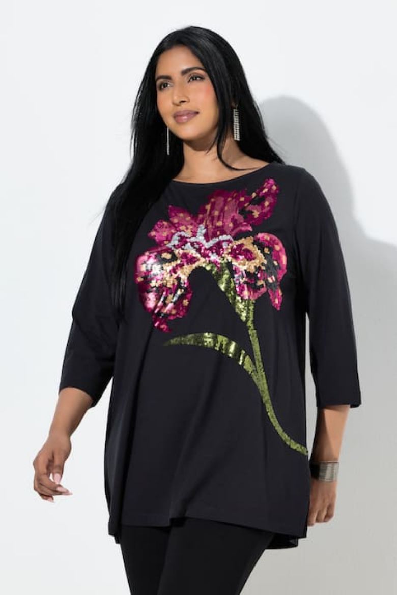 Plus size veliki brojevi Majica 3/4 rukava dužeg A kroja za punije