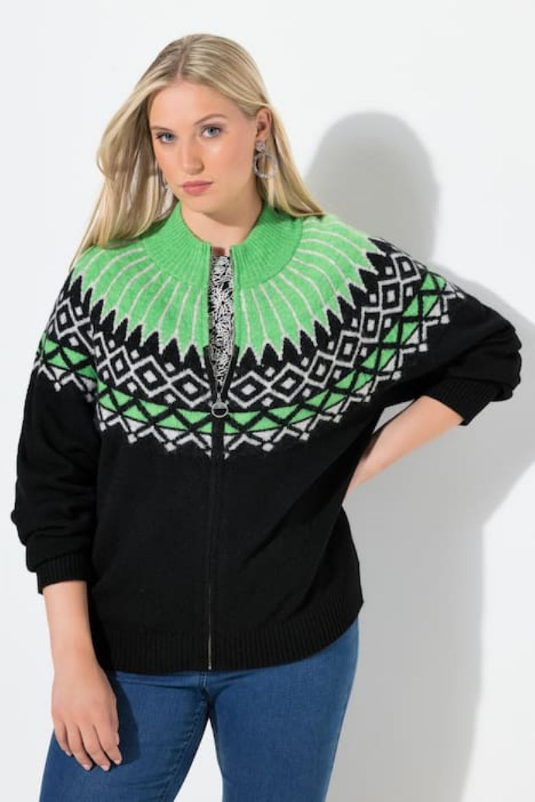 Plus size veliki brojevi Kardigan pleteni s patentnim zatvaračem za punije