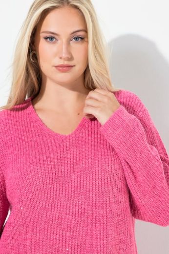 Plus size veliki brojevi Pulover dugih rukava V ovratnika za punije