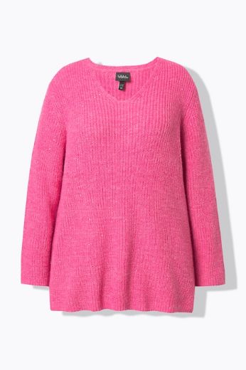 Plus size veliki brojevi Pulover dugih rukava V ovratnika za punije