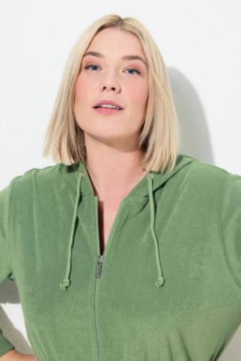 Plus size veliki brojevi Ogrtač s patentnim zatavaračem i kapuljačom za punije