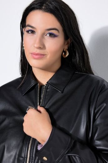 Plus size veliki brojevi Jakna u izgledu kože šireg kroja za punije