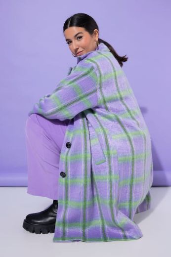 Plus size veliki brojevi Kaput karirani šireg kroja za punije