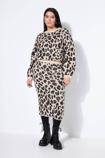 Plus size veliki brojevi Suknja midi s leopard uzorkom za punije