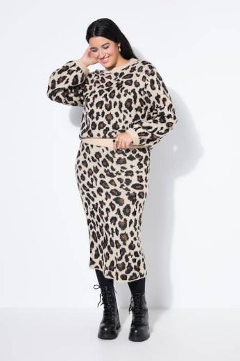 Plus size veliki brojevi Suknja midi s leopard uzorkom za punije