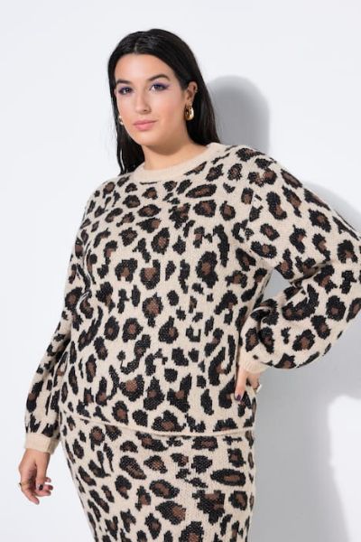 Veliki brojevi Pulover dugih rukava s leopard uzorkom moda za punije