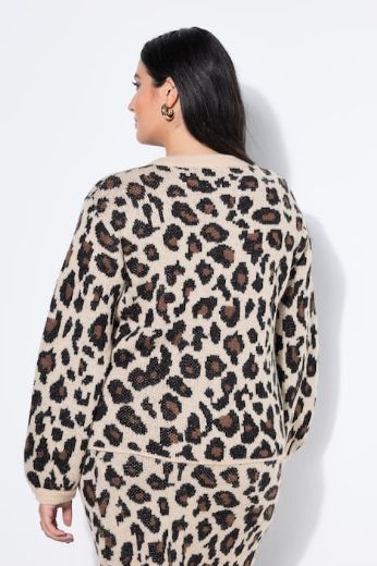 Plus size veliki brojevi Pulover dugih rukava s leopard uzorkom za punije