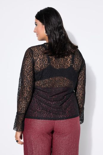 Plus size veliki brojevi Majica dugih rukava od prozirne čipke za punije