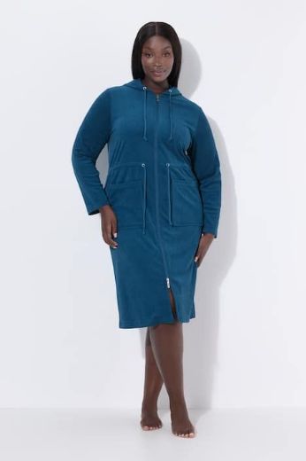 Plus size veliki brojevi Ogrtač s patentnim zatavaračem i kapuljačom za punije