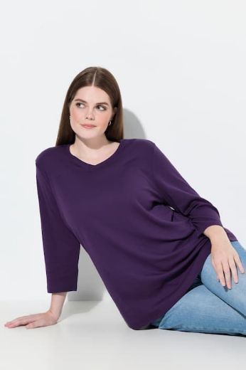 Plus size veliki brojevi Majica V ovratnika 3/4 rukava za punije