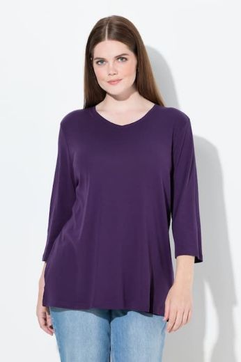 Plus size veliki brojevi Majica V ovratnika 3/4 rukava za punije