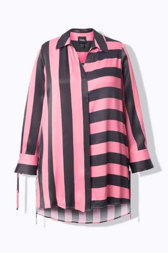 Plus size veliki brojevi Košulja s okomitim i vodoravnim prugama za punije