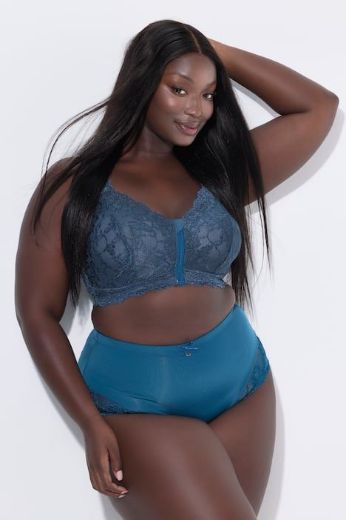 Plus size veliki brojevi Gaćice visokog struka s dodatkom ukrasne čipke za punije